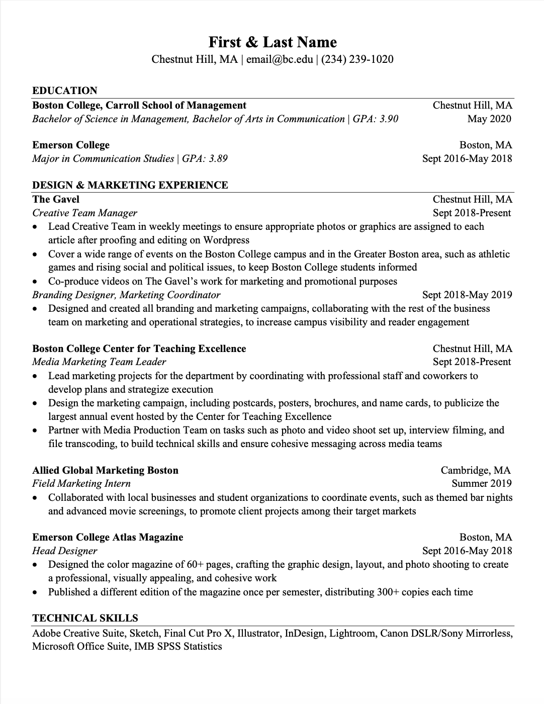 Communication Resume